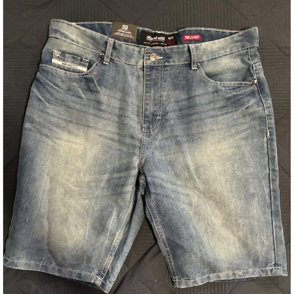 Ecko‎ Unltd 759 Relaxed Men Blue Denim Shorts Size 38 NWT Streetwear Rhino Logo